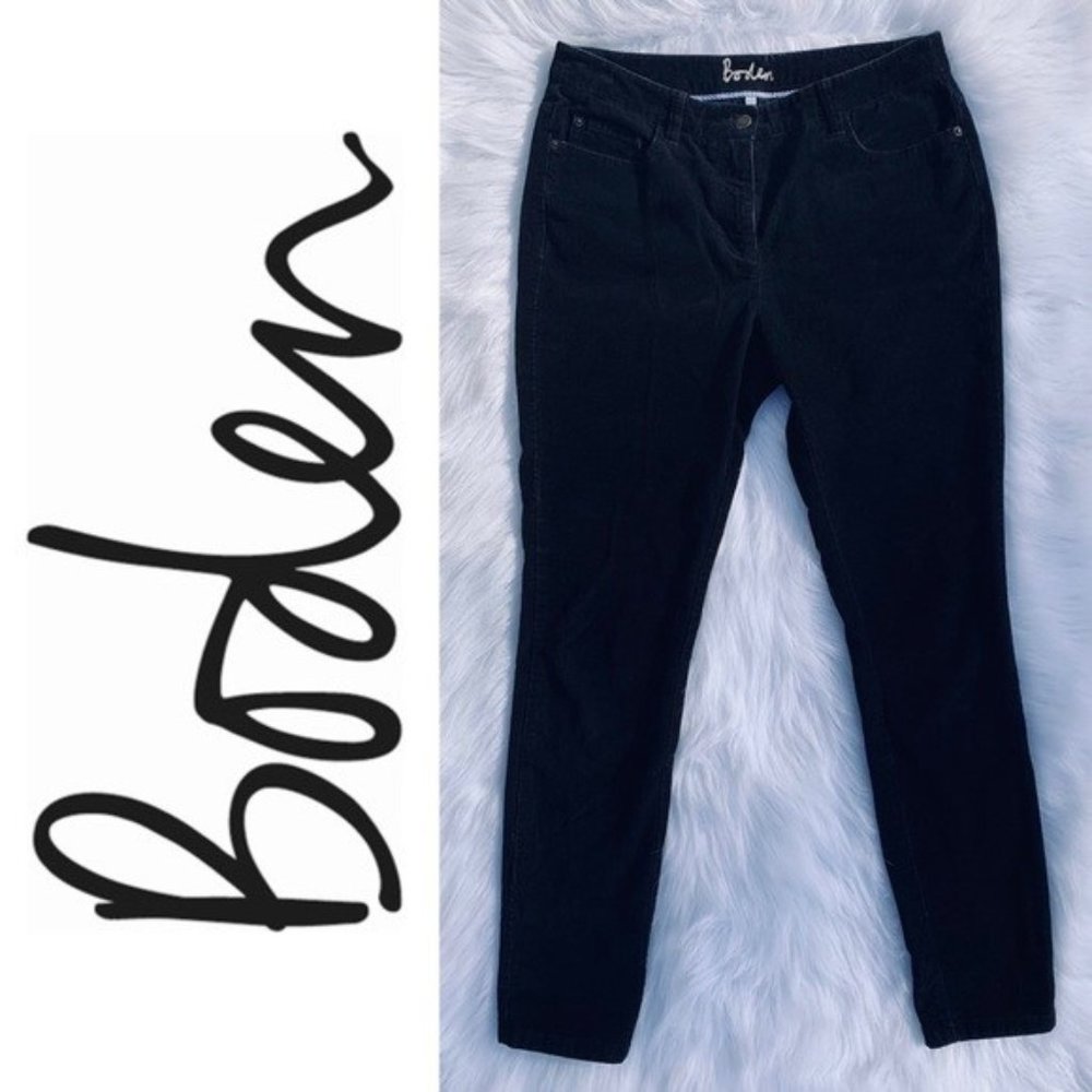 Boden Black High Rise Slim Straight Corduroy Jeans